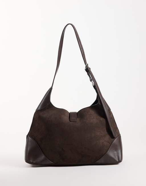 Gina Tricot borsa a spalla con dettaglio a clip marrone scuro, 4 di 4