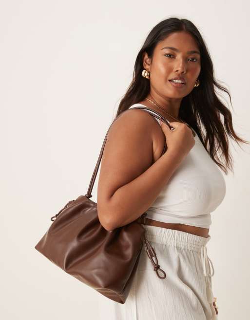 Gina Tricot - Borsa da spalla morbida color marrone scuro