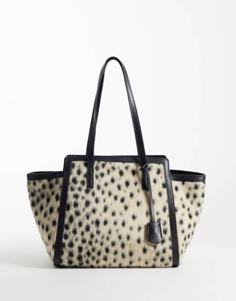Gina Tricot borsa tote foderata in similpelle con stampa leopardata e pelo - view 1