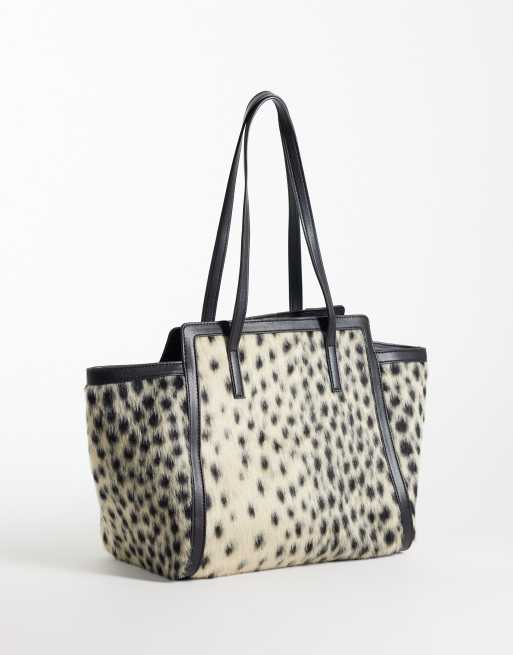 Gina Tricot borsa tote foderata in similpelle con stampa leopardata e pelo, 4 di 4