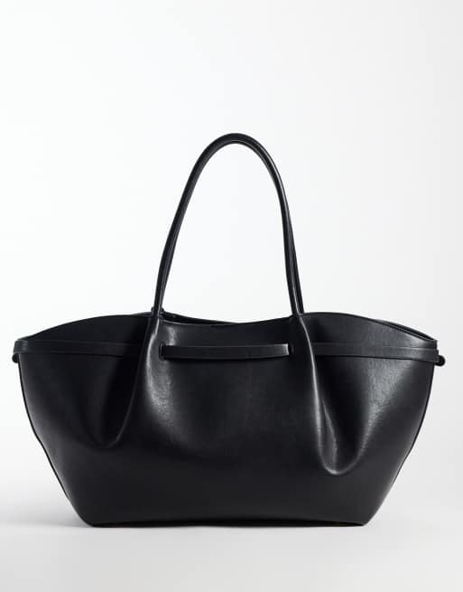 Gina Tricot borsa tote nera con dettaglio pieghevole, 4 di 4