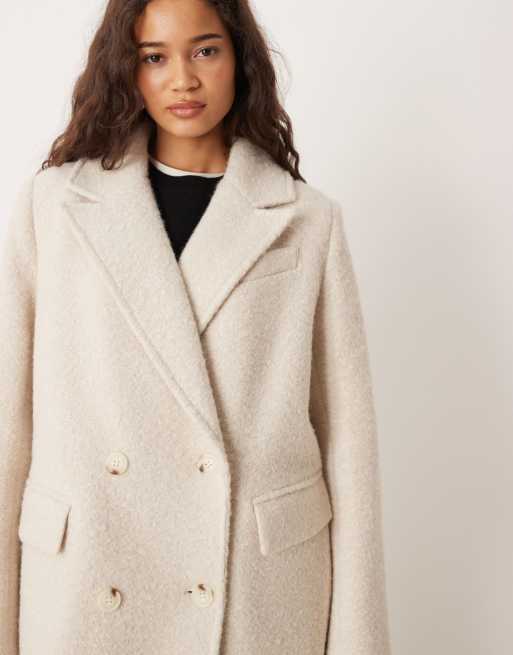 Gina Tricot boucle long midi coat in cream, 2 of 4