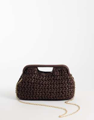 Gina Tricot Braided Bead Clutch Bag In Black