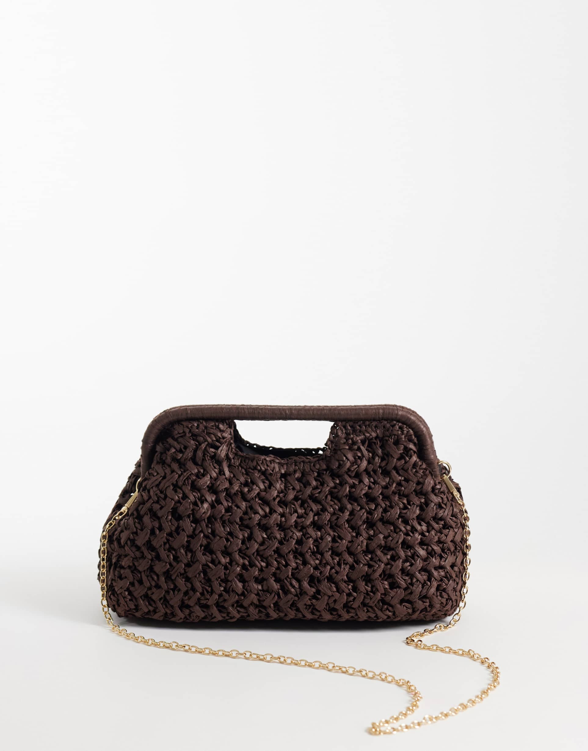 gina tricot braided bead clutch bag in black