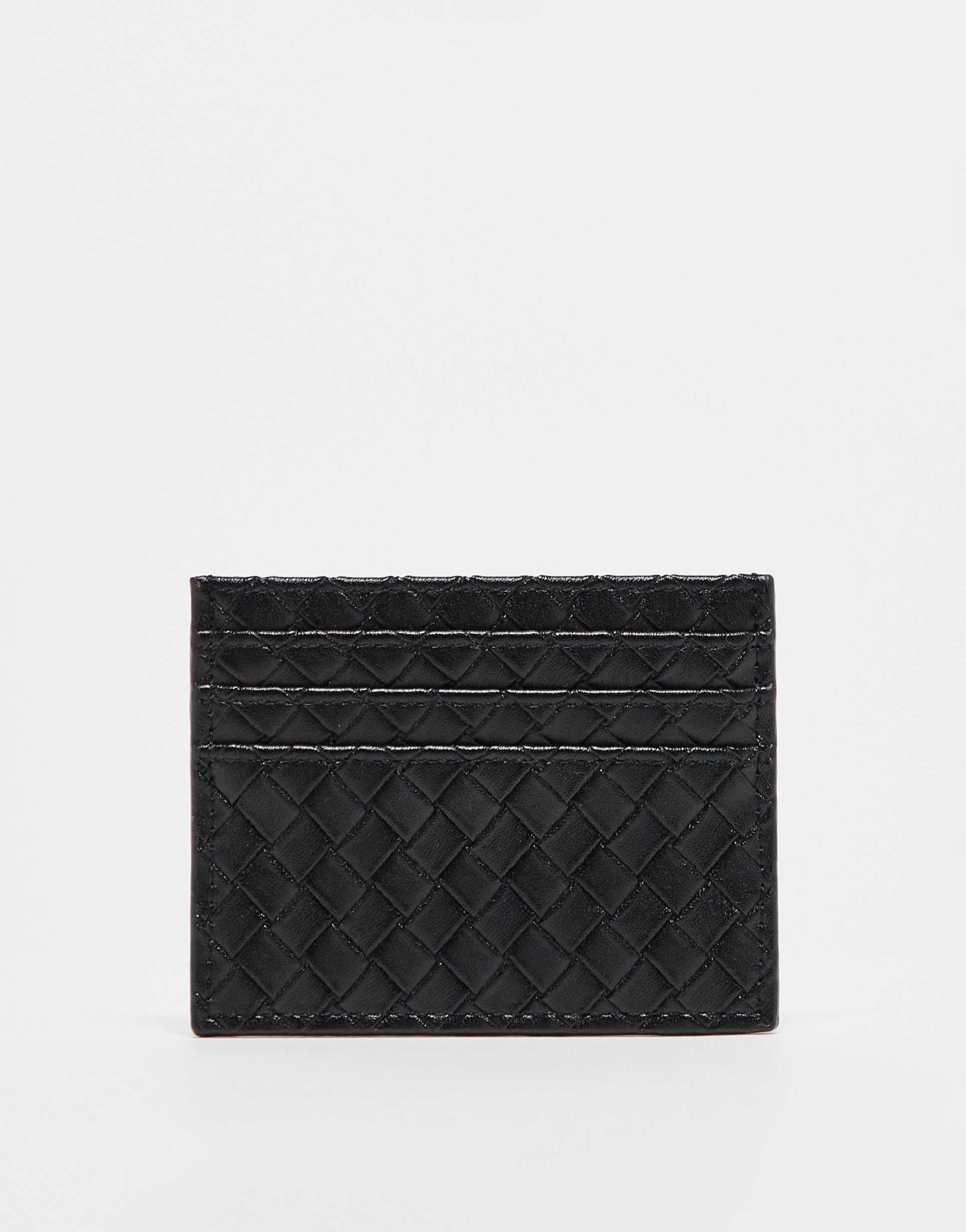 gina tricot braided weave card holder in black