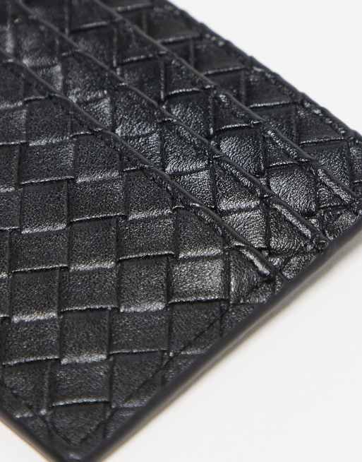 Gina Tricot braided weave card holder in black, 2 of 3