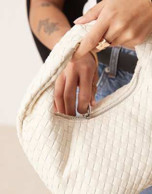 GINA TRICOT BRAIDED WOVEN SMALL TOTE HANDBAG WITH TWISTED HANDLE 