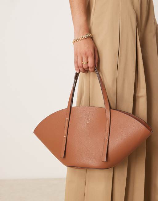 Gina Tricot – Brązowa mała i szeroka torba typu shopper z imitacji skóry