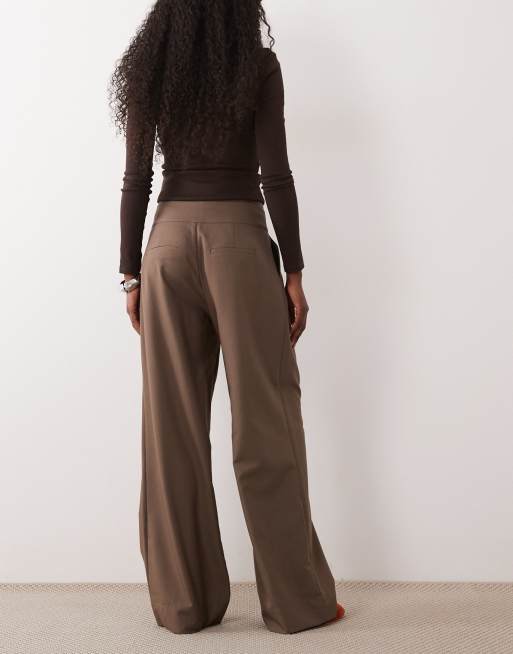 Gina Tricot brede plisserede bukser i taupe, 5 af 5