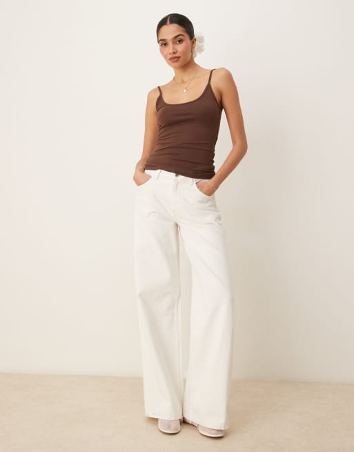 Gina Tricot - Brun cami-top med tynde stropper i jersey, 4 af 4