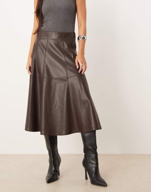 Gina Tricot – Brun midikjol i polyester, 2 av 5