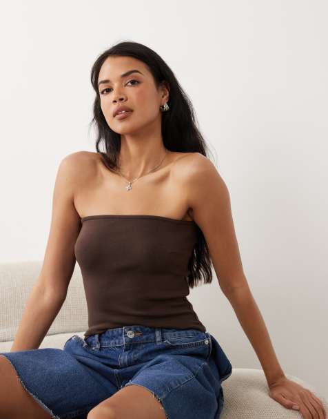 Gina Tricot - Brun tubetop med ekstra stretch - view 1