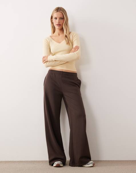 Gina Tricot - Brune sweatpants med brede ben - Del af sæt - view 1