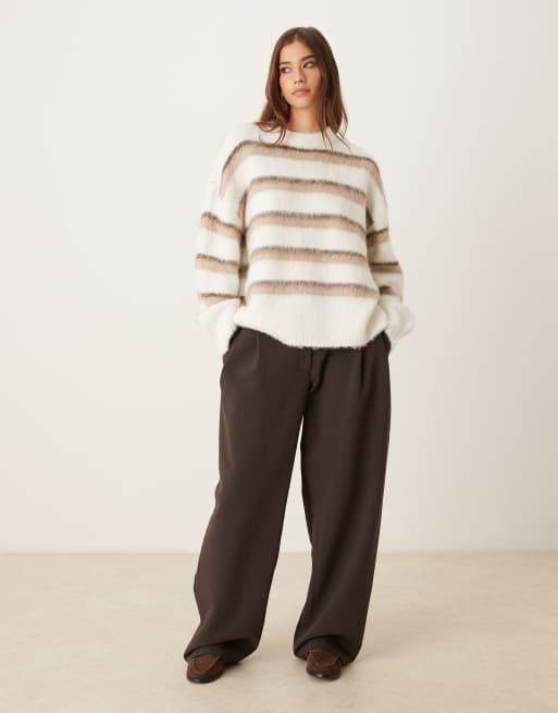Gina Tricot – Brunrandig, grovstickad tröja, 2 av 4