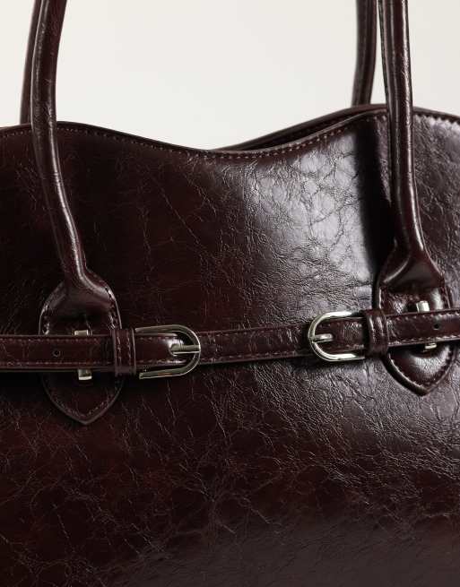 Gina Tricot cabas à détail de bride bordeaux foncé, 3 de 4