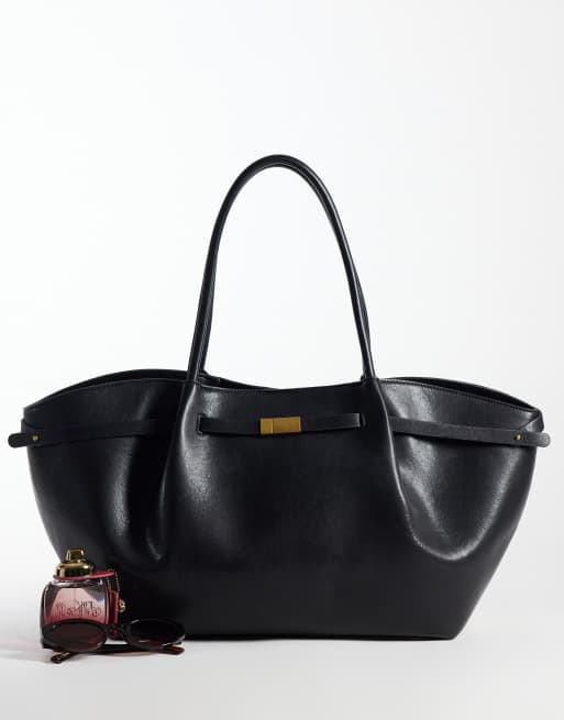 Gina Tricot cabas noir à détail plié, 2 de 4