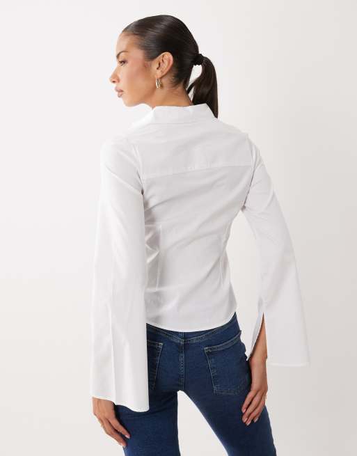 Gina Tricot camicia stretta in vita bianca, 4 di 4