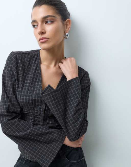 Gina Tricot camisa estilo corsé a cuadros, 4 de 5