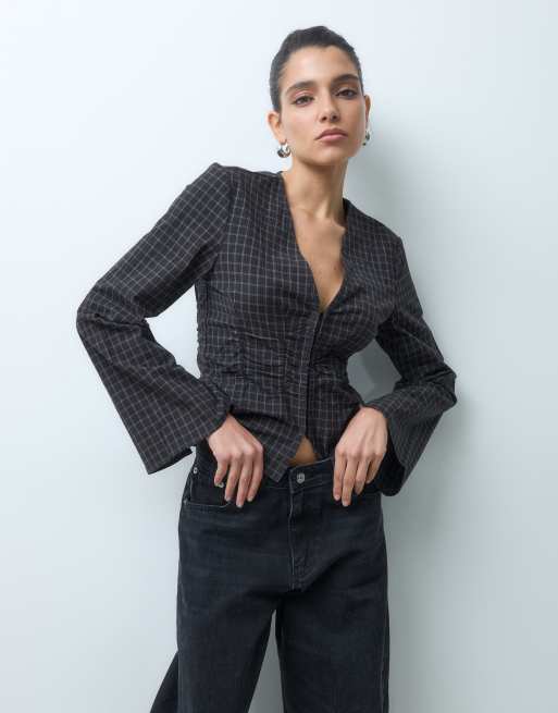 Gina Tricot camisa estilo corsé a cuadros, 5 de 5