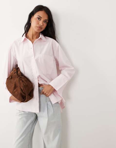 Gina Tricot - Camisa rosa claro extragrande de algodón puro - view 1
