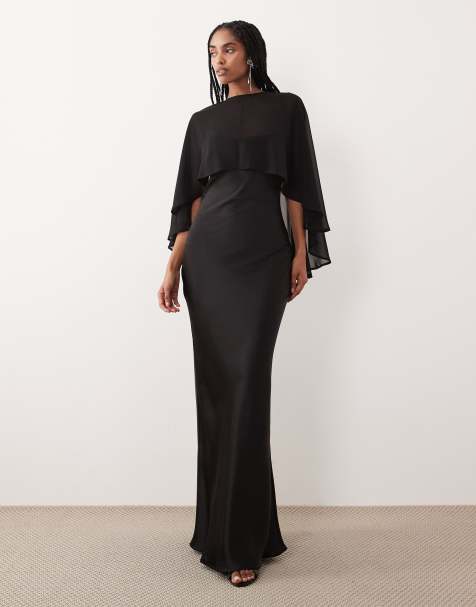 Gina Tricot cape maxi dress in black