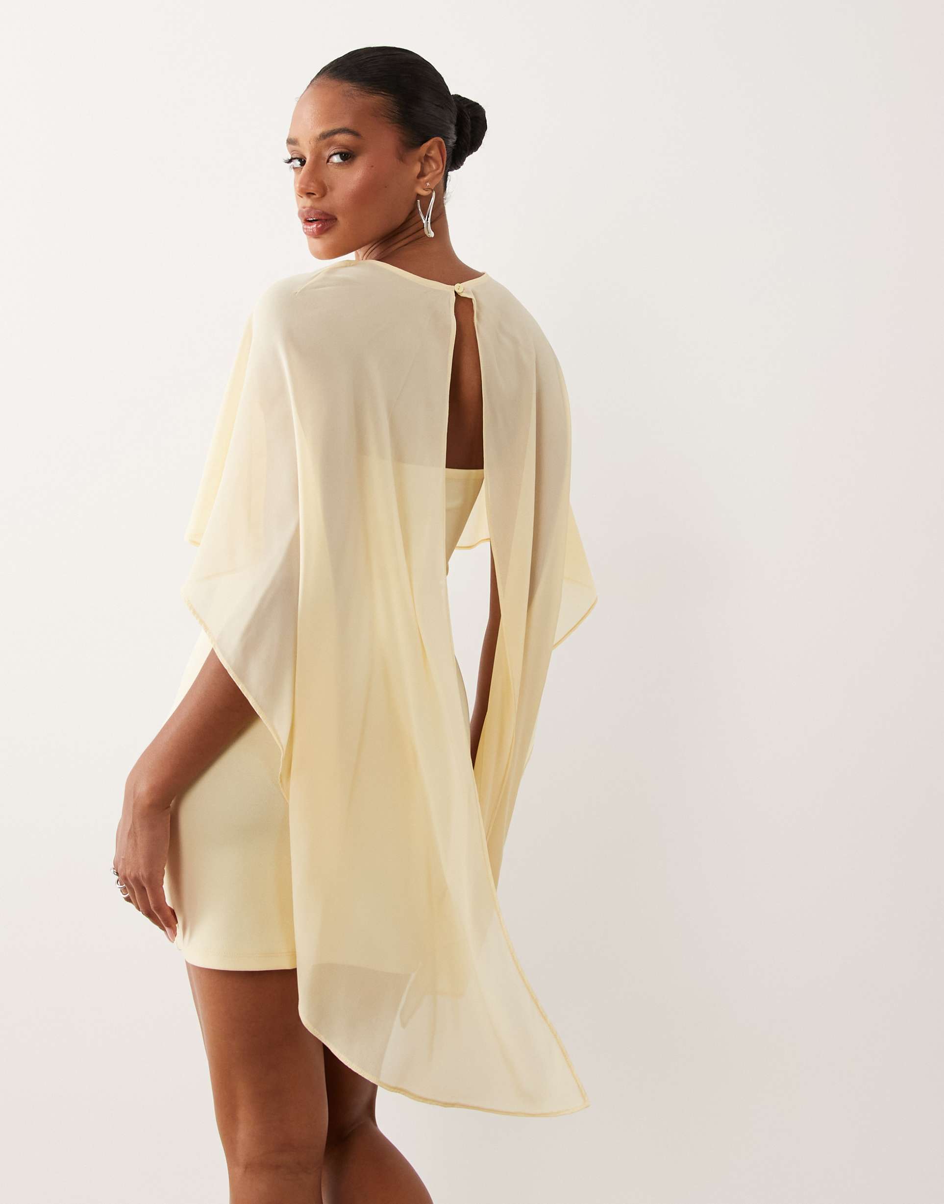 gina tricot cape mini dress in pale yellow