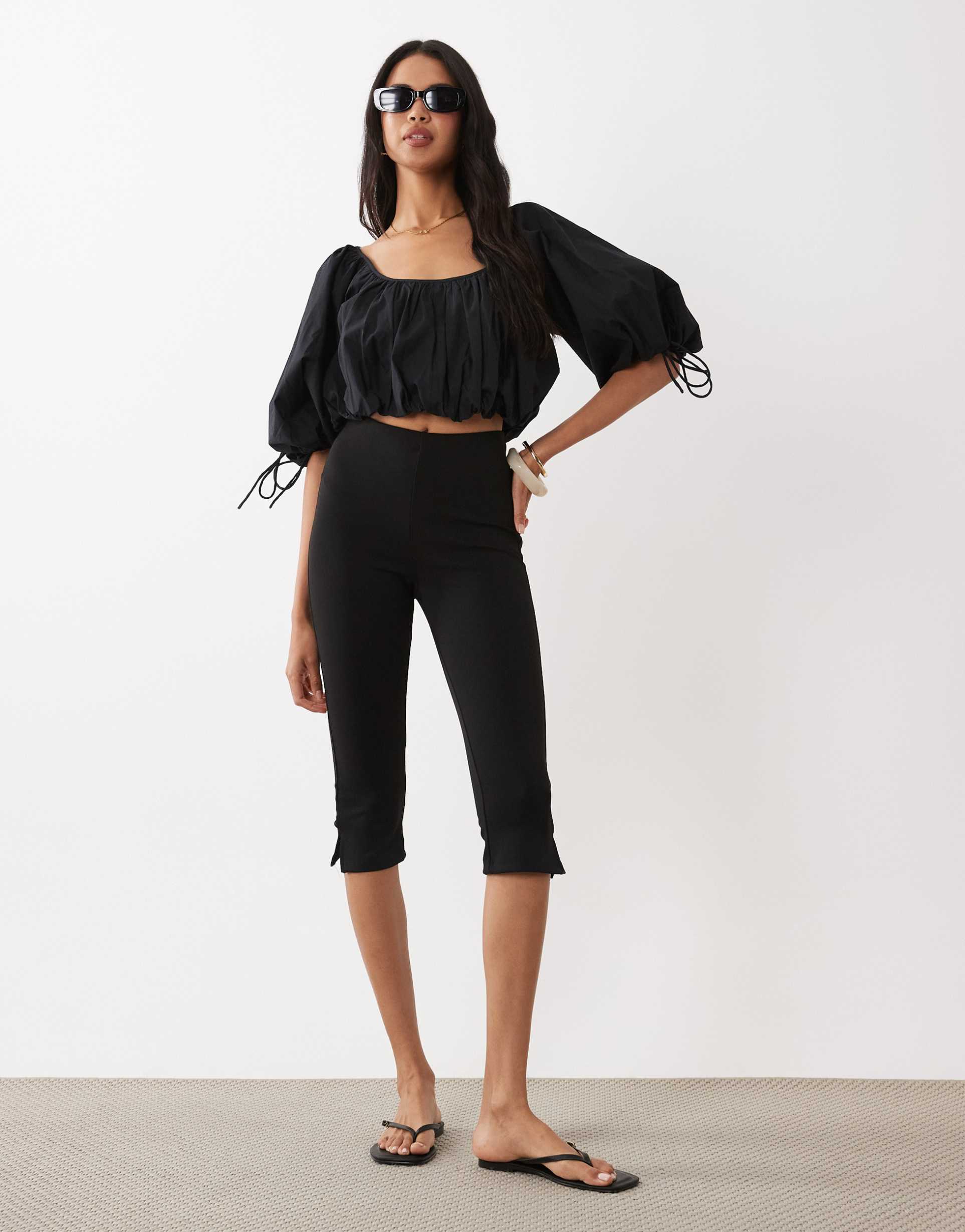 gina tricot capri leggings in black