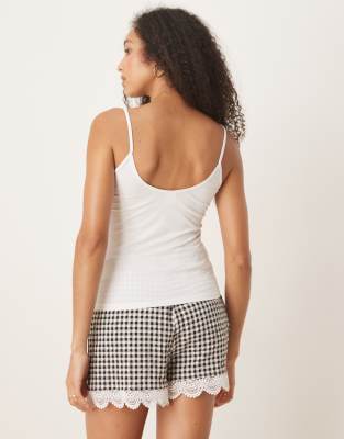 Miss Selfridge - Caraco côtelé avec bordures dentelle - Gris clair | ASOS