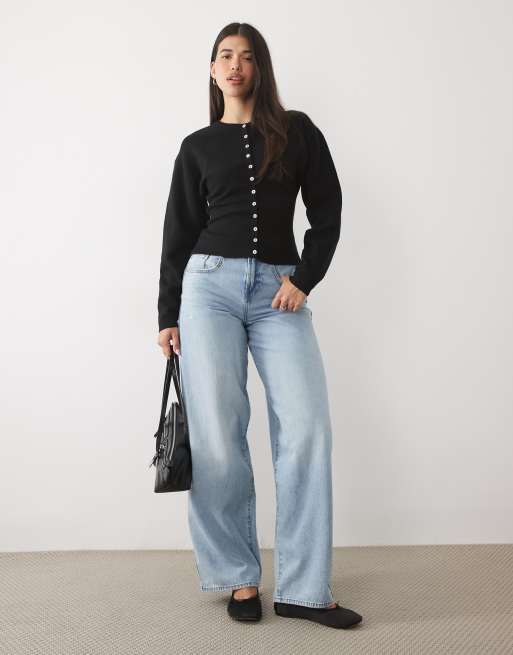 Gina Tricot cardigan ajusté en maille de détente noir, 2 de 4