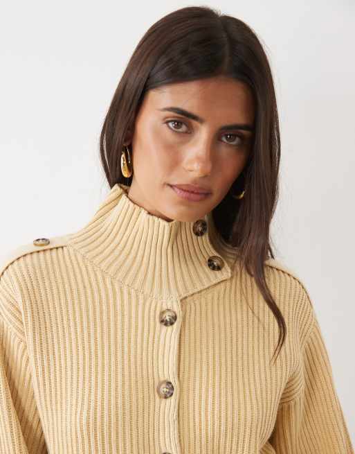 Gina Tricot - cárdigan de cuello alzado amarillo, 2 de 4
