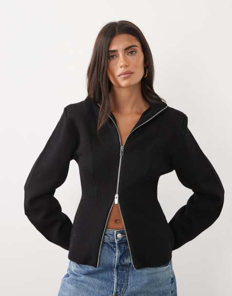 Gina Tricot - cárdigan de punto con forma en negro - view 1