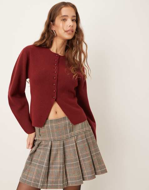 Gina Tricot - Cardigan strutturato in maglia compatta bordeaux melograno - view 1