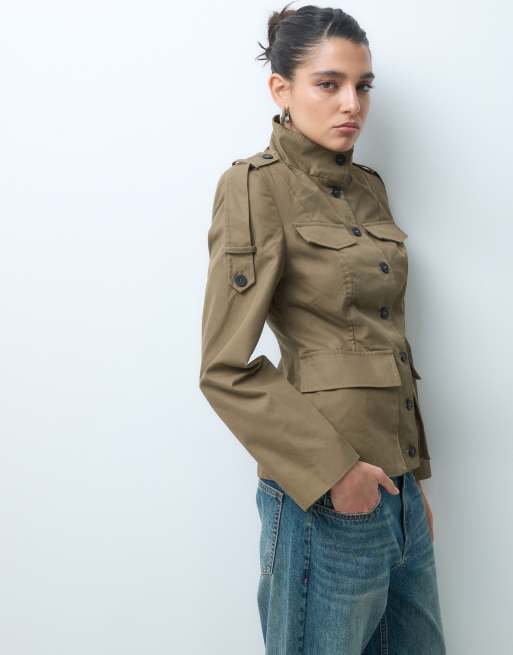 Gina Tricot Cargo-Jacke mit Schulterdetail in Khaki, 5 von 5