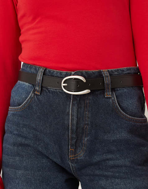 Gina Tricot - Ceinture avec boucle oversize argentée - Noir - view 1