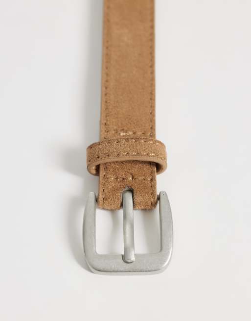 Gina Tricot - Ceinture fine rectangulaire en daim - Marron clair, 3 de 3