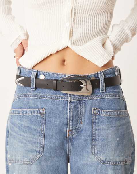 Gina Tricot - Ceinture hanches avec boucle argentée - Noir - view 1