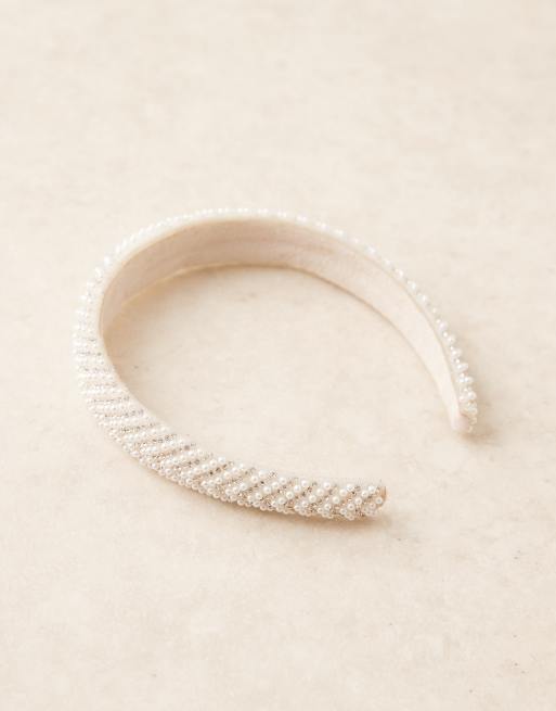 Gina Tricot - Cerchietto bianco spesso con perline, 2 di 3
