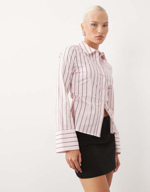 Gina Tricot chemise cintrée à rayures roses, 2 de 4