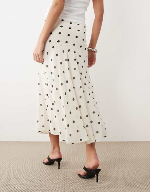 Gina Tricot – Chiffon-Maxirock in Wollweiß mit Polka Dots, 4 von 5