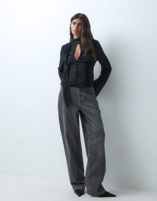 Gina Tricot chiffonbluse i sort, 3 af 5