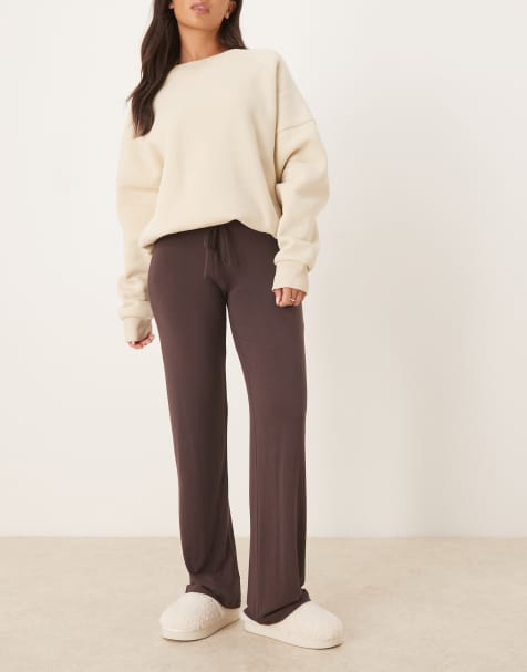 Gina Tricot – Chokladbruna loungewear-byxor med låg midja - view 1