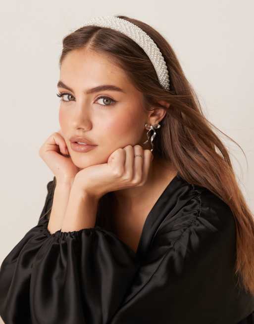 Gina Tricot chunky faux pearl headband in white, 3 of 3