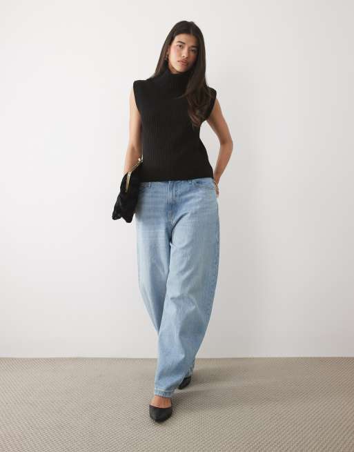 Gina Tricot chunky turtleneck knitted vest with wool in black, 2 of 4