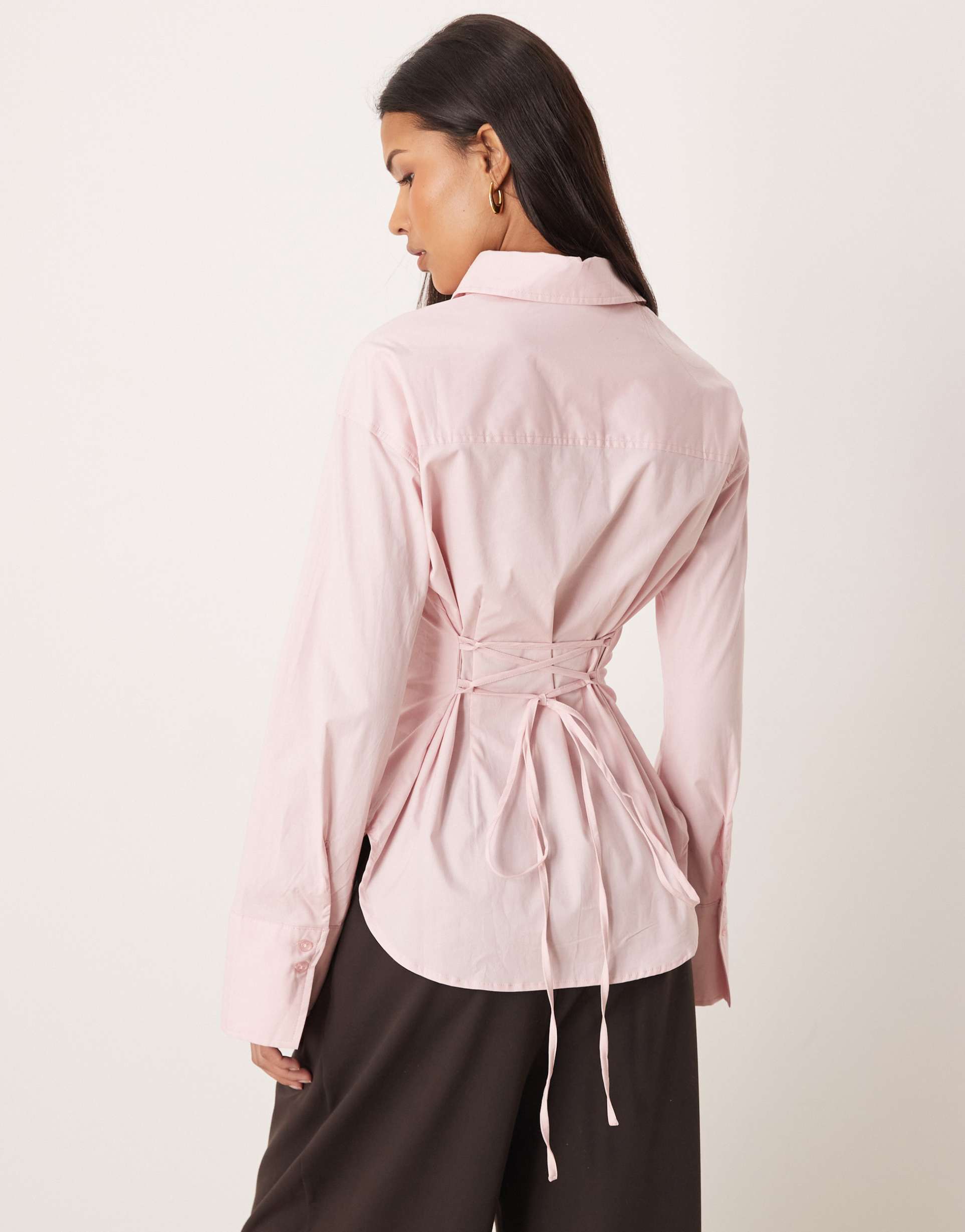 gina tricot cinched waist blouse in light pink