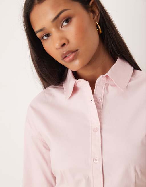 Gina Tricot cinched waist blouse in light pink, 3 of 4