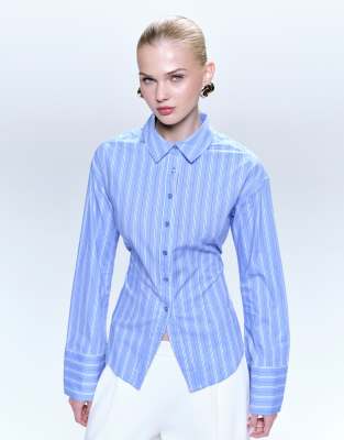 Gina Tricot Cinched Waist Shirt In Blue