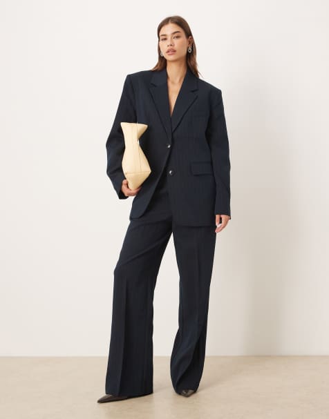 Gina Tricot co-ord in navy pinstripe - view 1