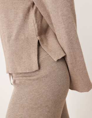 Gina Tricot Co-ord Long Sleeve Crew Neck Fine Knit Jumper In Brown