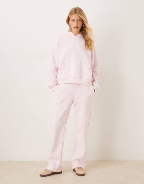 Gina Tricot co-ord loose fit straight leg joggers in light pink - view 1