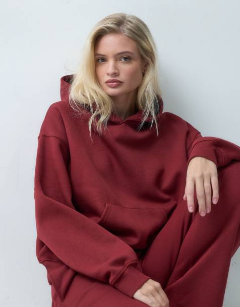 Gina Tricot co-ord relaxed-fit hoodie in bordeauxrood - view 1